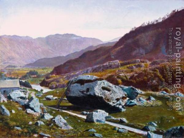 John Atkinson Grimshaw : Bowder Stone Borrowdale